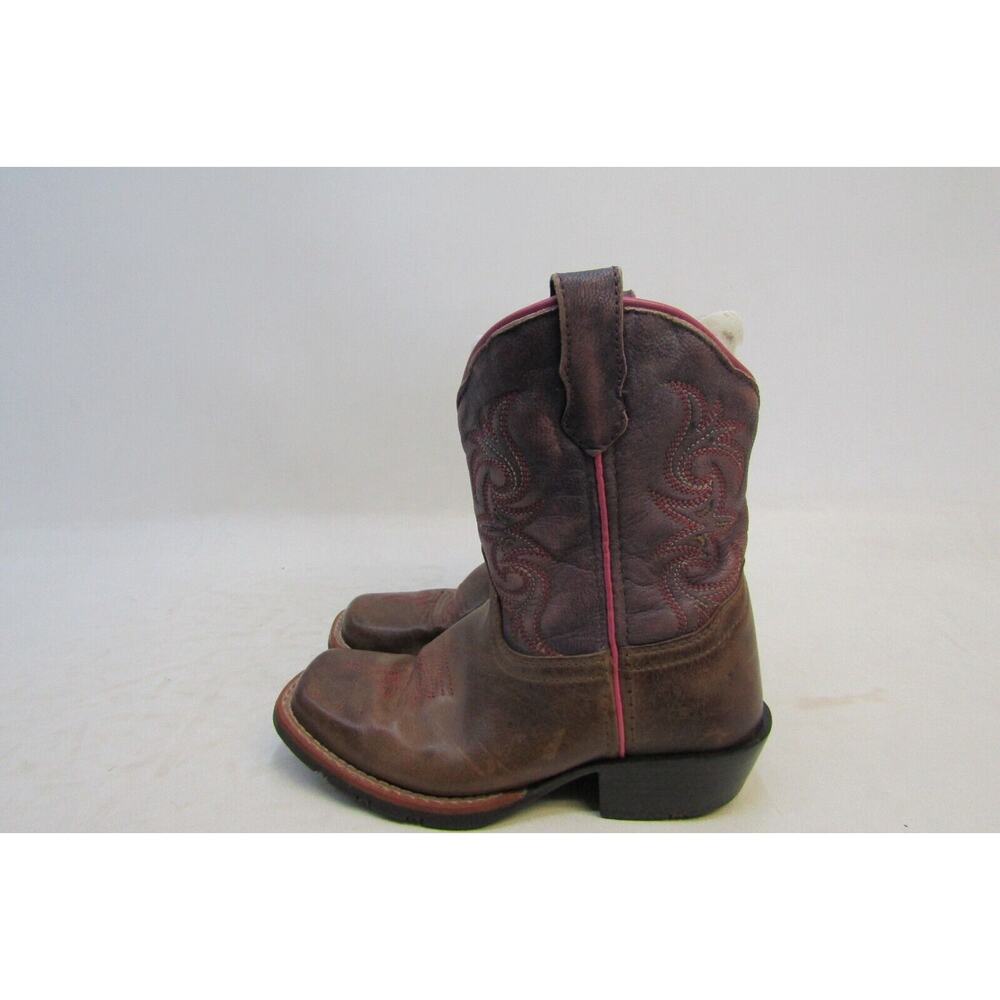 Dan Post Youth Size 12 D Purple Brown Leather Cowboy Boots